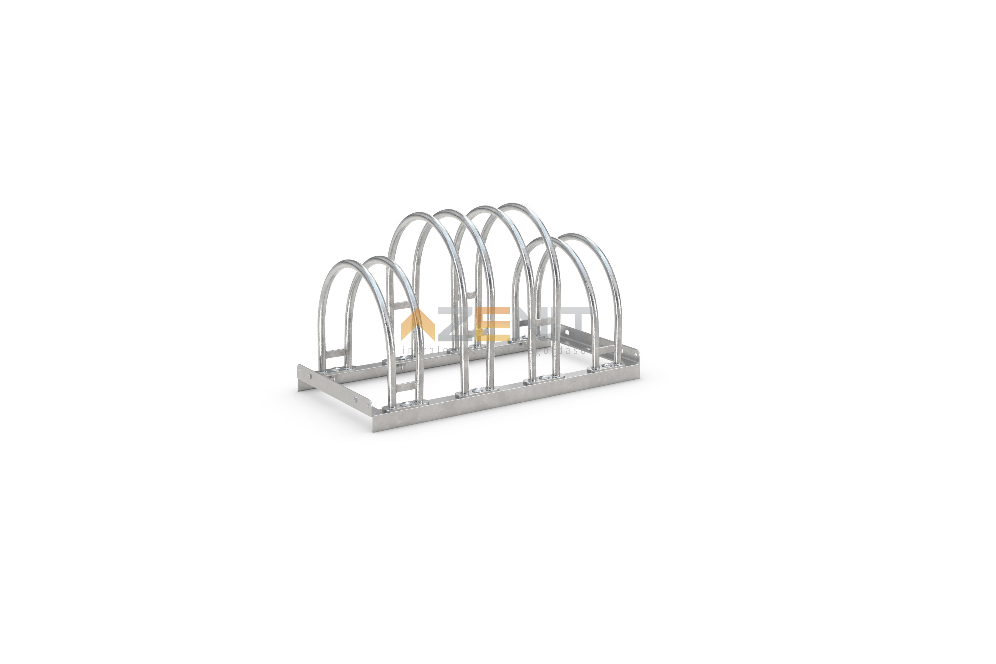 Kengyeles kerékpártároló 4 tárolóhellyel 700 mm hosszú 390 mm kengyel szélességű kétoldalas típus tűzihorganyzott